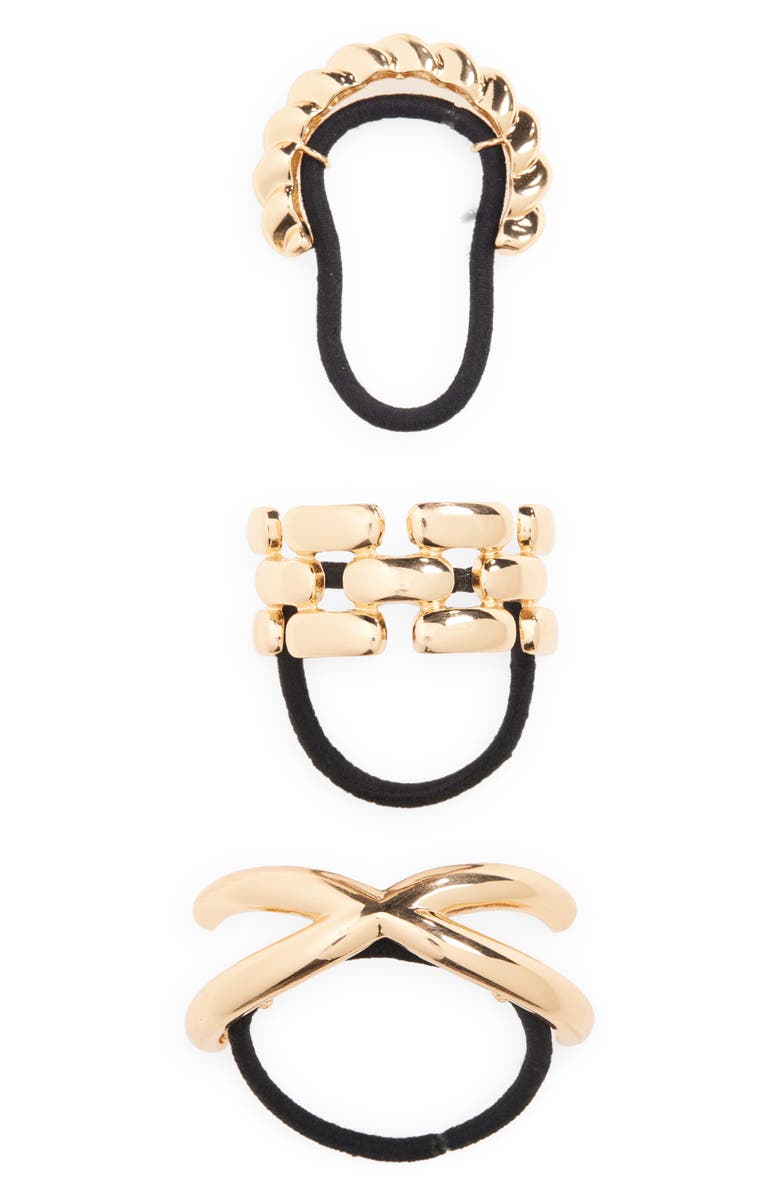 Tasha Assorted 3-Pack Hair Ties, Main, color, Gold