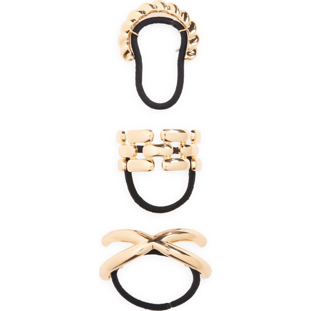 Tasha Assorted 3-pack Hair Ties In Gold
