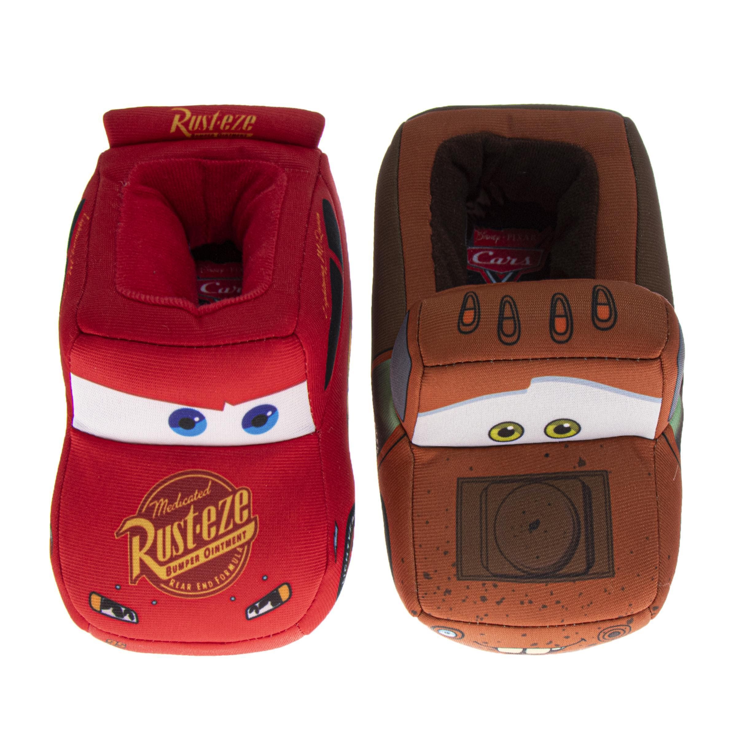 Pixar Cars Lightning McQueen & Tow Mater Boys' Slippers - Cozy and Fun House Shoes, Alternate, color, Blue/Red
