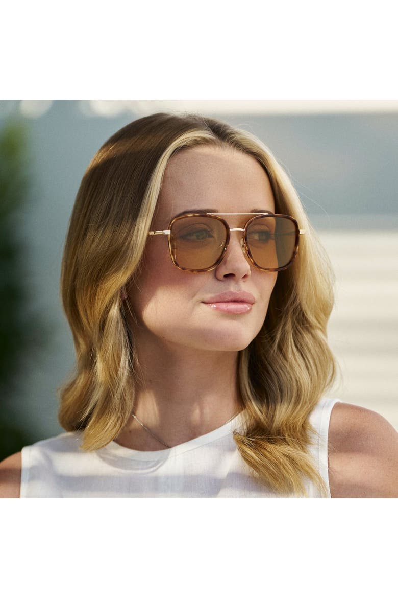 Gia - 54mm Oversized Square Aviator Polarized Sunglasses, Alternate, color, Honeycomb Tortoise
