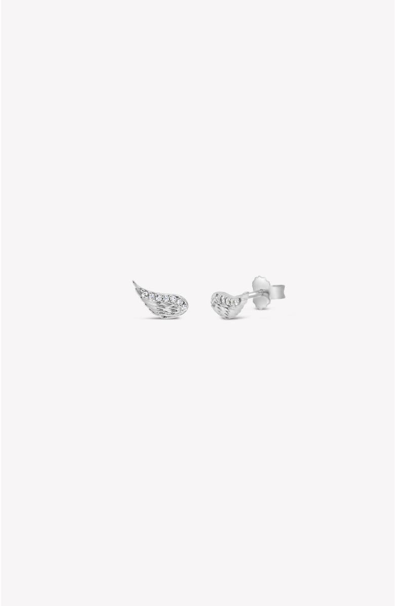 Rizen Jewelry Divine Wings Sparkle Earrings, Alternate, color, Sterling Silver