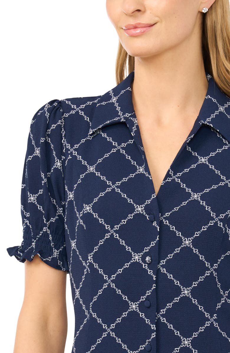 CeCe Puff Sleeve Minidress, Alternate, color, Classic Navy