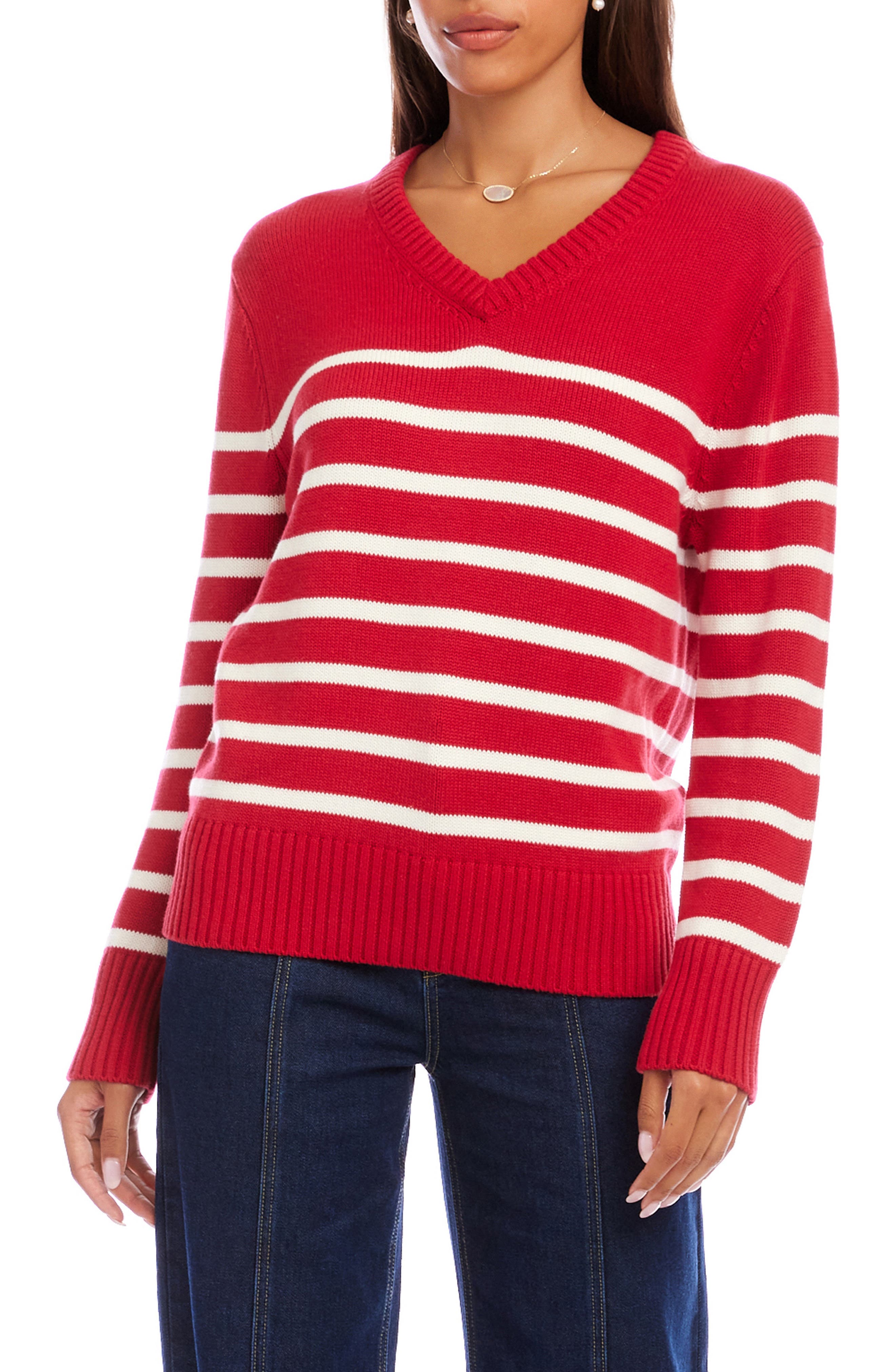 Stripe V-Neck Sweater - image 3