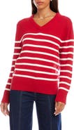 Karen Kane Stripe V-Neck Sweater