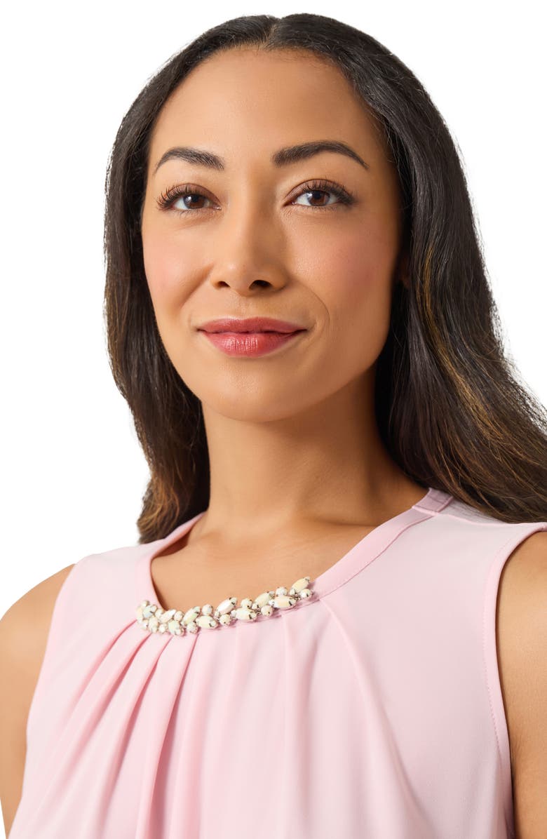 KASPER Jewel Neck Pleated Sleeveless Top, Alternate, color,