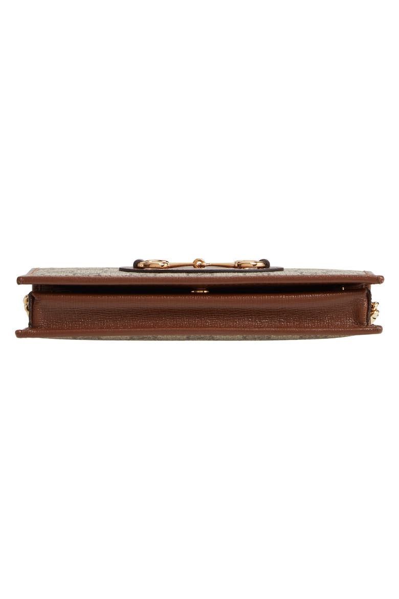 1955 Horsebit GG Supreme Canvas Wallet on a Chain, Alternate, color, BEIGE EBONY/ BROWN SUGAR