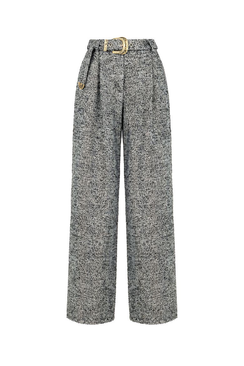 Belted High Waist Pants, Alternate, color, Grey