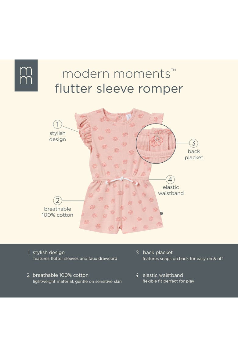 Flutter Sleeve Romper, Alternate, color, Rose Seashells