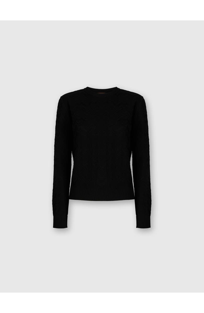 Missoni Crew Neck Sweater With Chevron Pattern, Main, color, Black