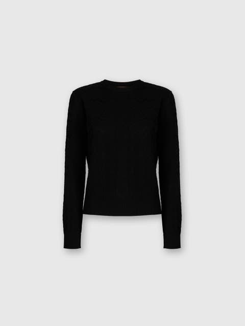 Crew Neck Sweater With Chevron Pattern