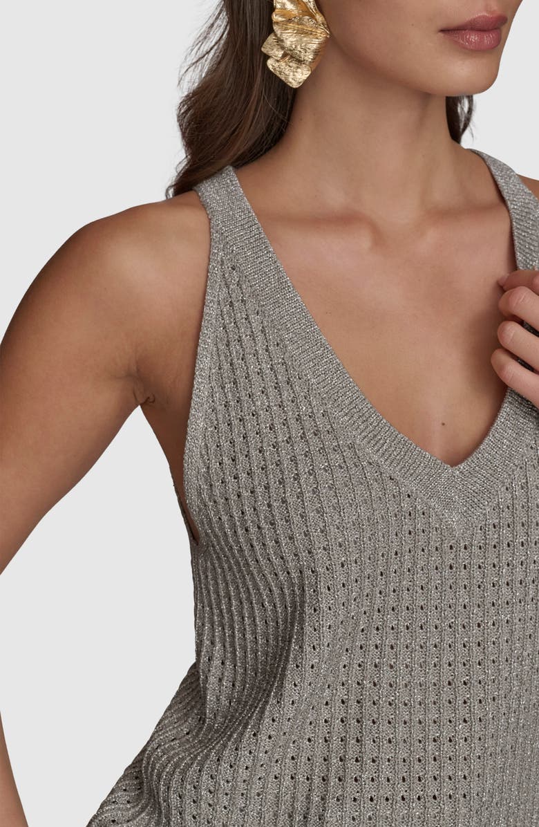 Donna Karan New York V-Neck Pointelle Sweater Tank, Alternate, color, 