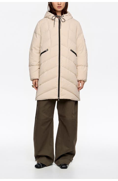 Fur Straight Cut Hooded Puffer