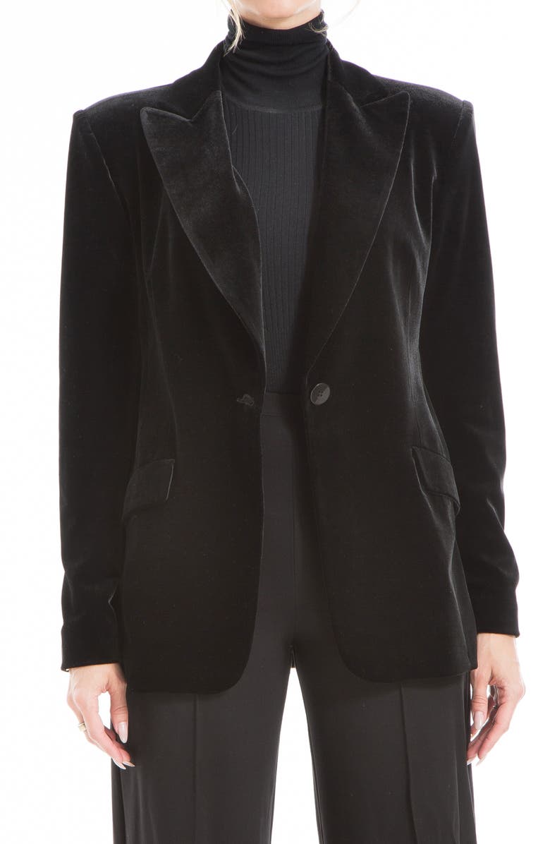 MAX STUDIO Peak Lapel Velvet Blazer, Alternate, color, Black