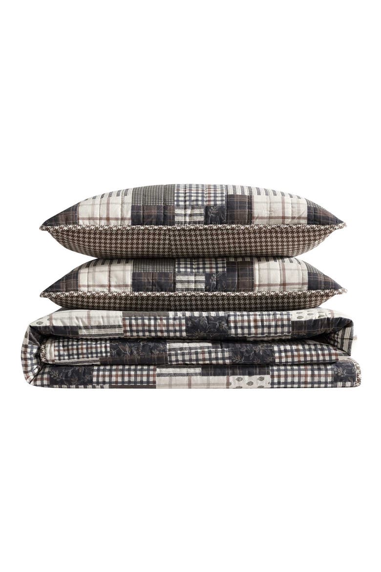 Antique Reversible Quilt & Sham Set, Main, color, BROWN MULTI