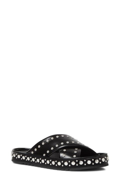 Leather Studded Slide Sandal
