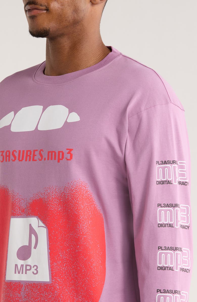 PLEASURES Piracy Long Sleeve Cotton Graphic T-Shirt, Alternate, color, Mauve