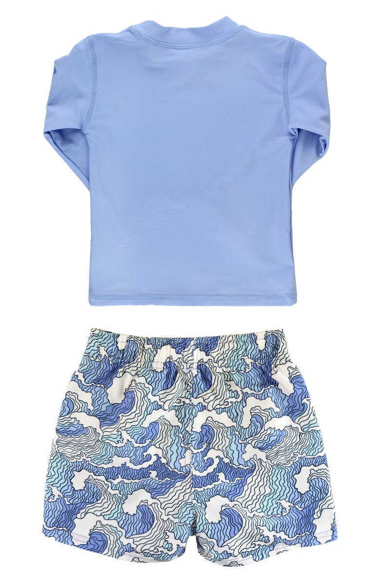 RuggedButts Ocean Long Sleeve Two-Piece Rashguard Swimsuit, Alternate, color, Periwinkle