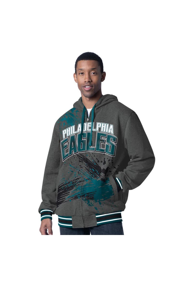 Men's G-III Sports by Carl Banks Midnight Green/Charcoal Philadelphia Eagles Dual Threat Reversable Full-Zip Hooded Jacket, Alternate, color, Green