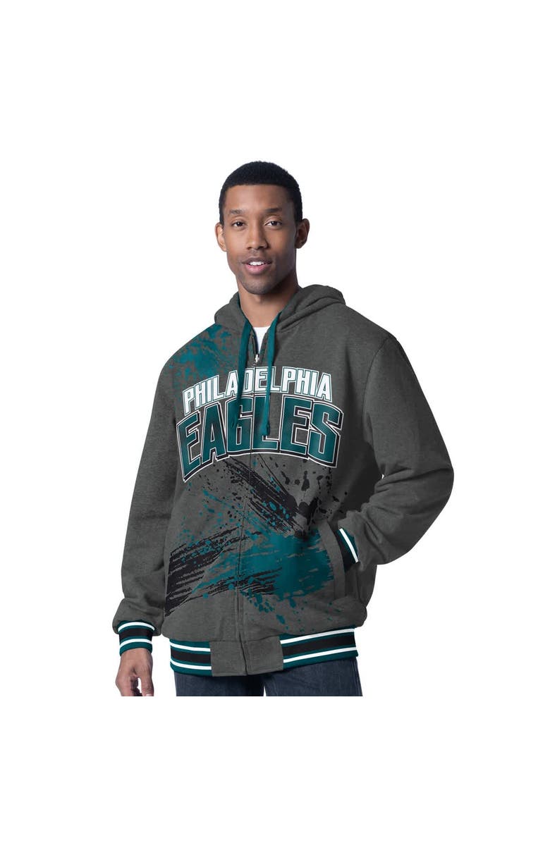 G-III SPORTS BY CARL BANKS Men's G-III Sports by Carl Banks Midnight Green/Charcoal Philadelphia Eagles Dual Threat Reversable Full-Zip Hooded Jacket, Alternate, color, Green
