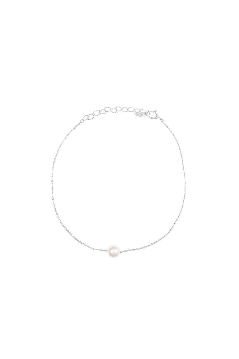 Sterling Silver 18k Gold Plated Abby Single Pearl Bracelet Minimalist, Alternate, color, Silver