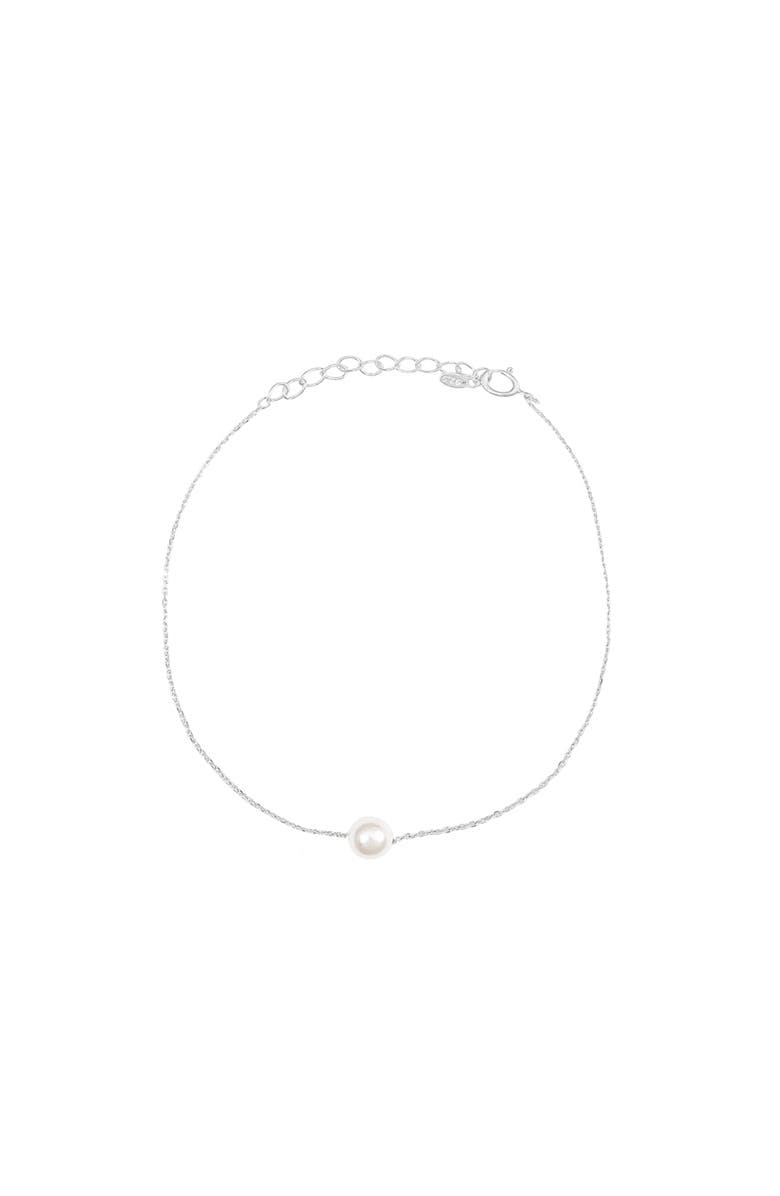 Bearfruit Jewelry Sterling Silver 18k Gold Plated Abby Single Pearl Bracelet Minimalist, Alternate, color, Silver