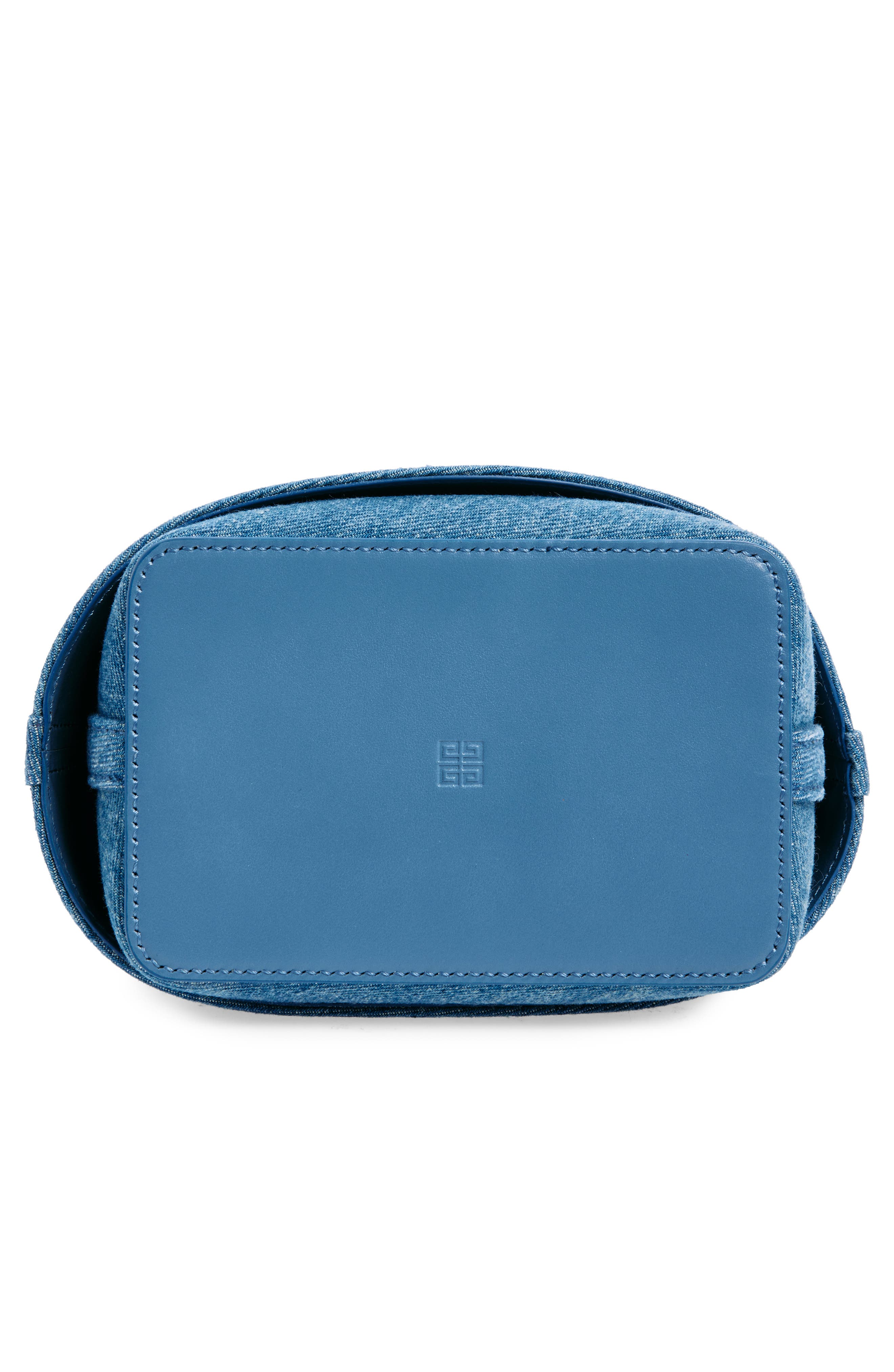 Shark Lock Denim Bucket Bag, Alternate, color, MEDIUM BLUE