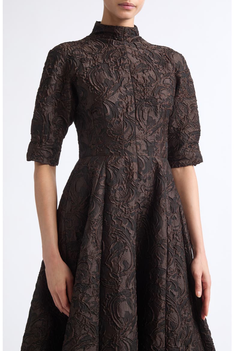 Quinley Jacquard Midi Dress, Alternate, color, CHOCOLATE/BLACK