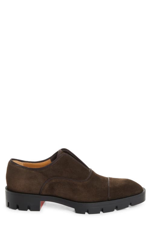 Christian Louboutin Alpha Lion Cap Toe Slip-on In Brown