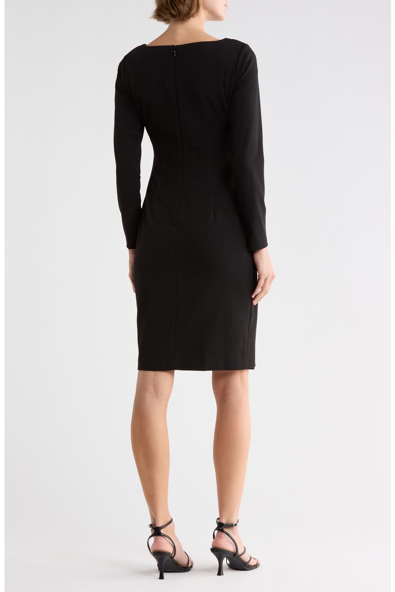 Ruched Long Sleeve Sheath Dress, Alternate, color, BLACK