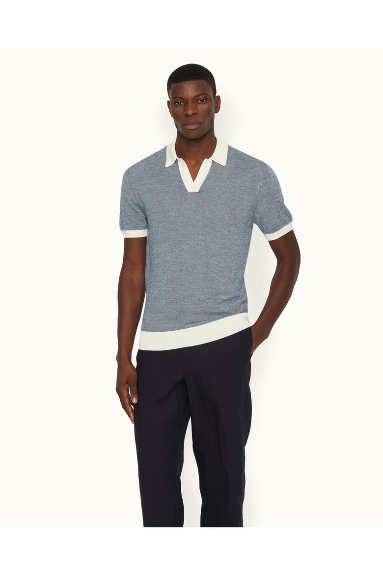 Horton Merino Tailored-Fit Polo Shirt, Main, color, Dark Aquamarine/White Sand