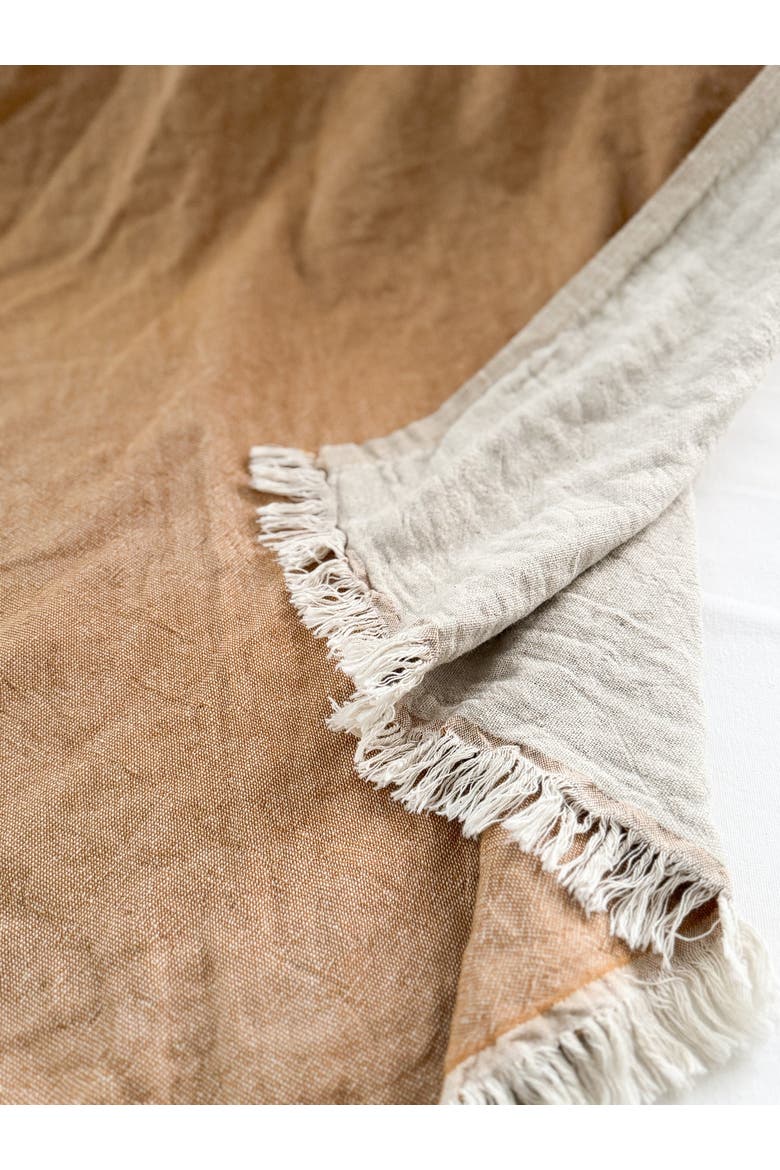 Reversible Linen Fringe Throw, Alternate, color, Rustic Orange