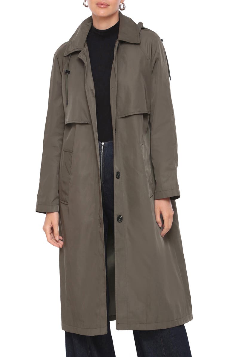 Avec Les Filles Hooded Water Resistant Trench Coat, Alternate, color, 
