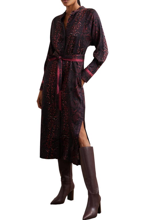 Reiss Daria Print Tie Waist Maxi Dress In Black