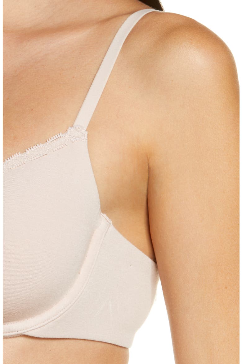 Adorned Cotton Blend Underwire Bra, Alternate, color, CASHMERE
