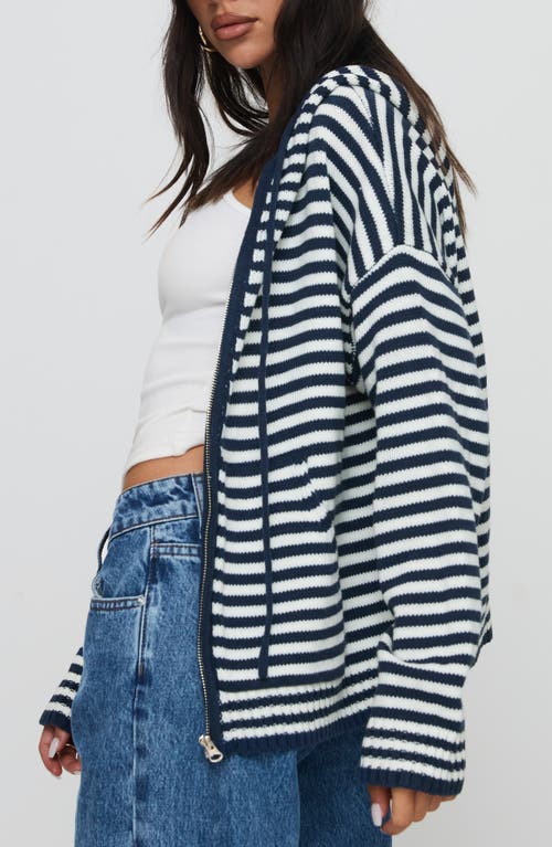 Princess Polly Brienna Oversize Stripe Zip Hoodie