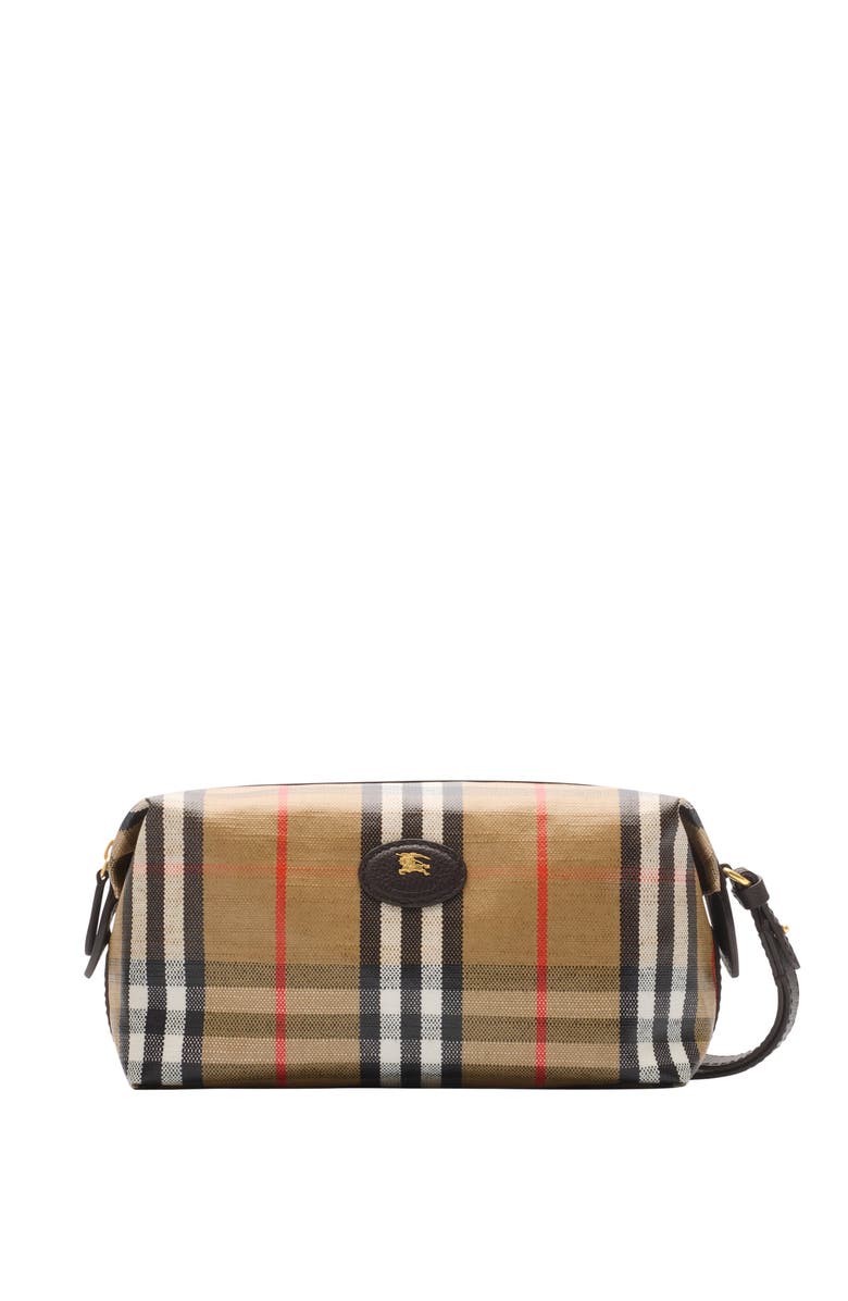 Burberry Highlands Travel Pouch, Main, color, Sand Beige