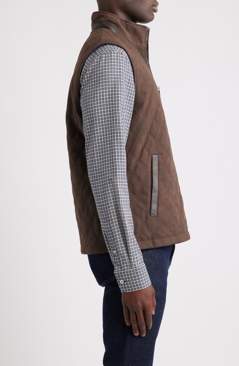 Johnston & Murphy Upton Quilted Reversible Vest, Alternate, color, Dark Brown/ Navy Plaid