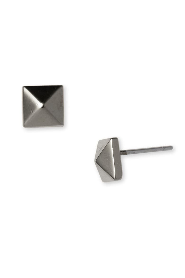 Small Pyramid Stud Earrings, Main, color, HEMATITE