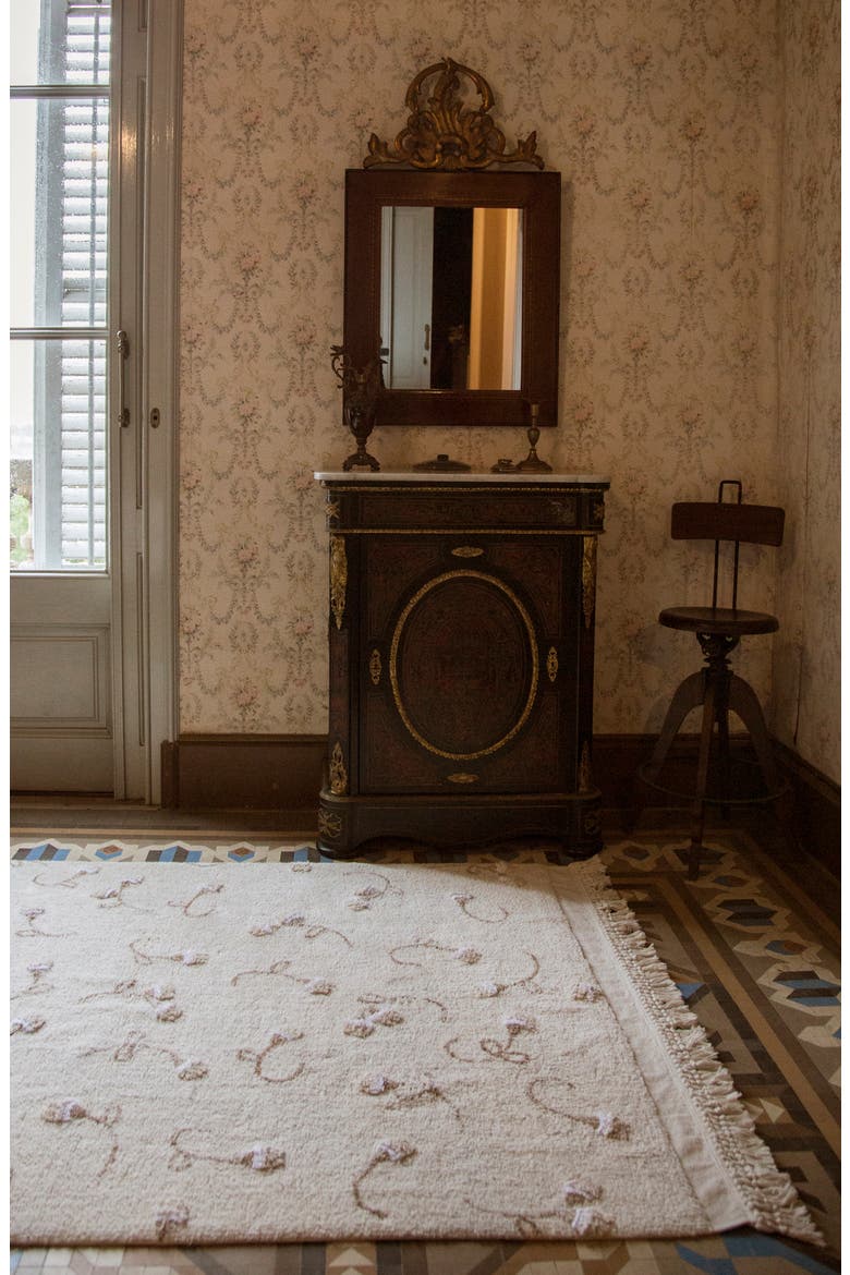 English Garden Washable Recycled Cotton Blend Rug, Alternate, color, IVORY