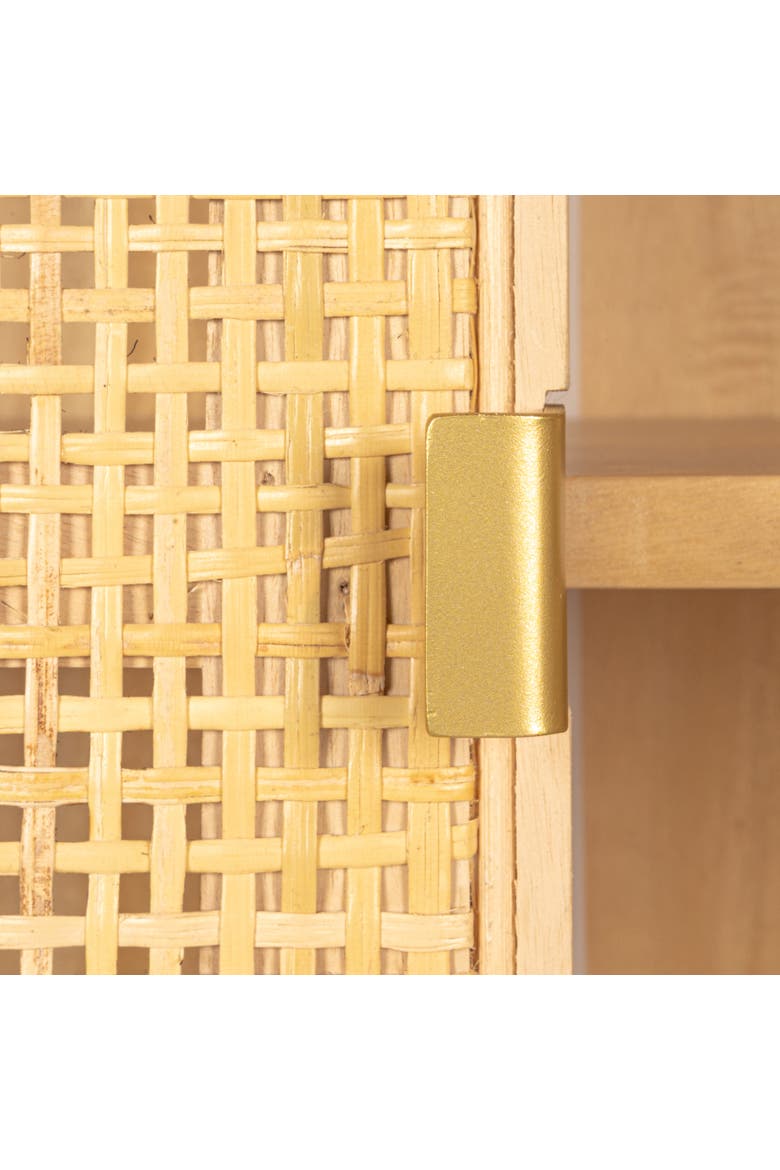 Woven Cane And Wood Cabinet With Doors And Drawers, Natural, Alternate, color, Natural