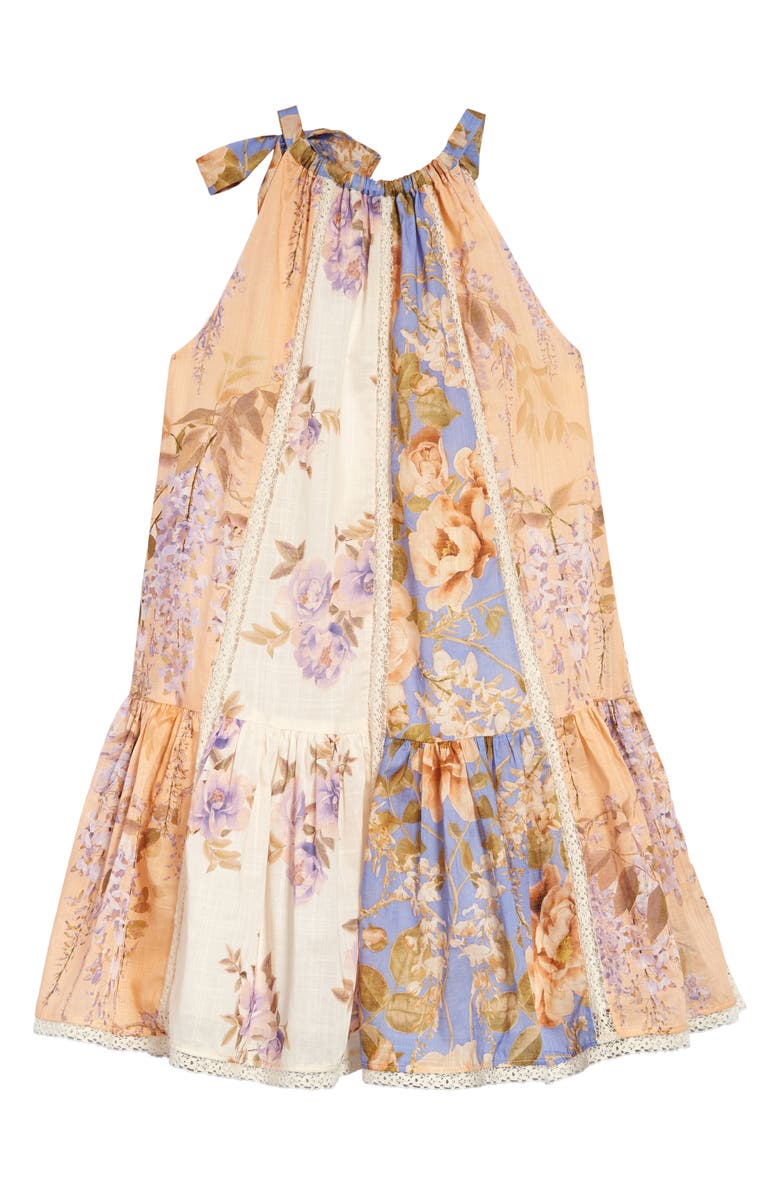 Zimmermann Kids' Rosa Splice Tie Shoulder Tiered Cotton Sundress, Alternate, color, 