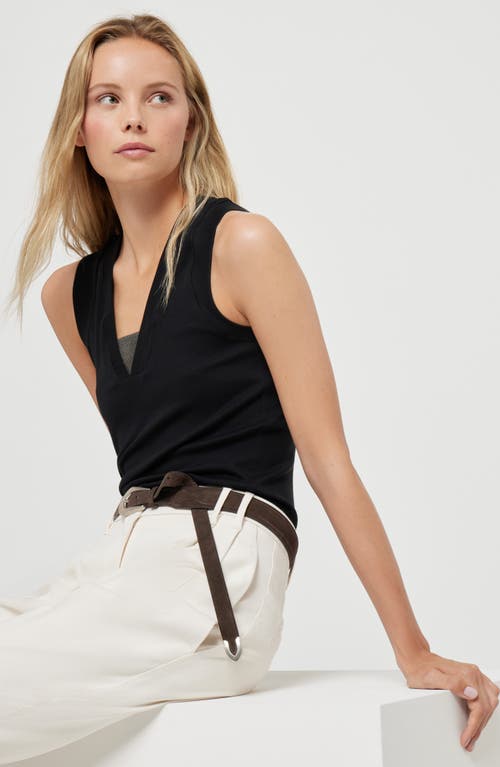 Brunello Cucinelli Monili Chain-embellished Tank Top In Black