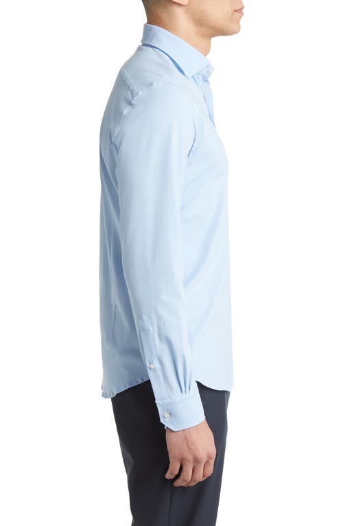 Emanuel Berg 4flex Modern Fit Knit Button-up Shirt In Blue