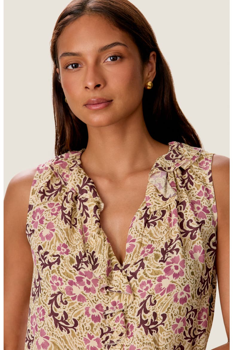 Caroline Ruffle Sleeveless Top, Alternate, color, Alabaster Multi