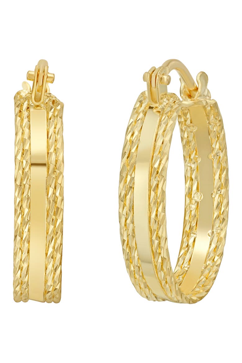 14k Gold Diamond Cut Sparkle Hoop Earrings, Main, color, GOLD