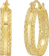 Queen Jewels 14k Gold Diamond Cut Sparkle Hoop Earrings