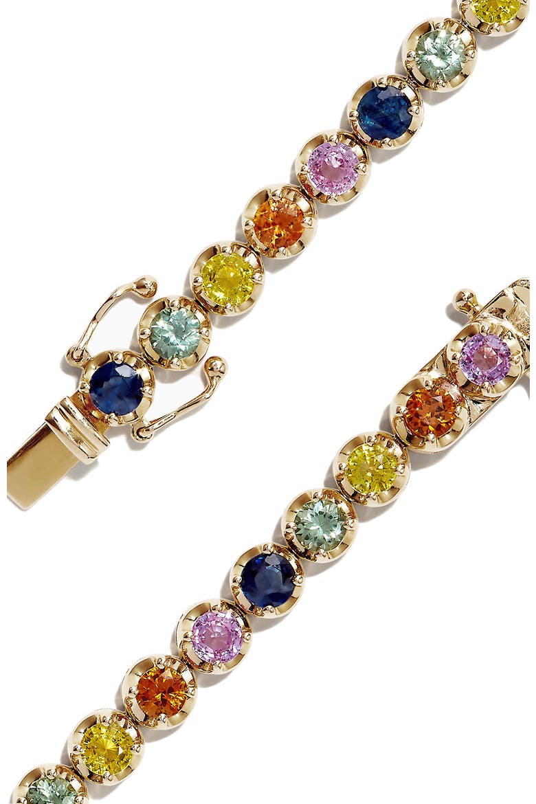 Multi-Color Sapphire Tennis Bracelet in 14K Yellow Gold, Alternate, color, None