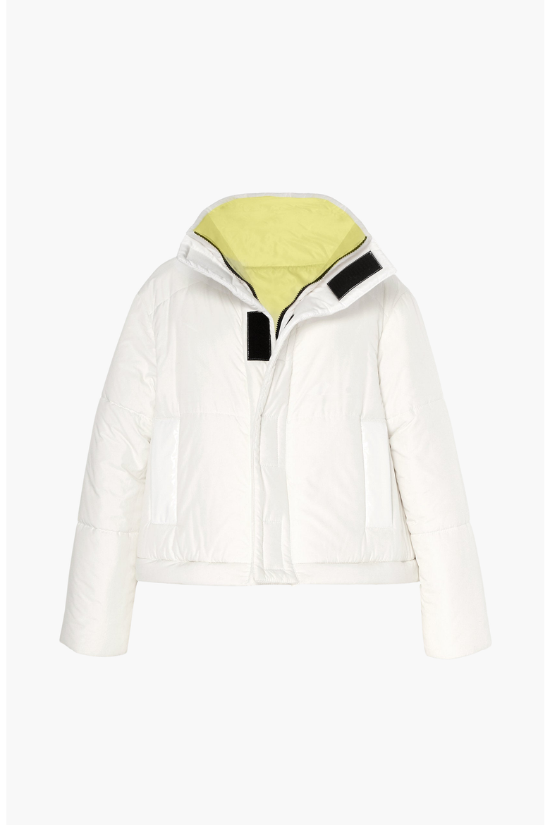 Reversible Cropped Down Coat, Alternate, color, Winter White / Yellow