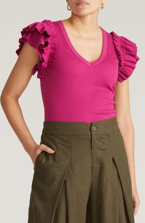 Debbie Ruffle Sleeve Top (Regular & Plus)