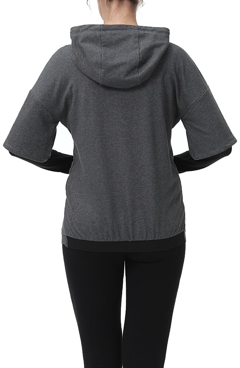 Kimi and Kai Bobo Layered Sleeve Maternity/Nursing Hoodie, Alternate, color, 